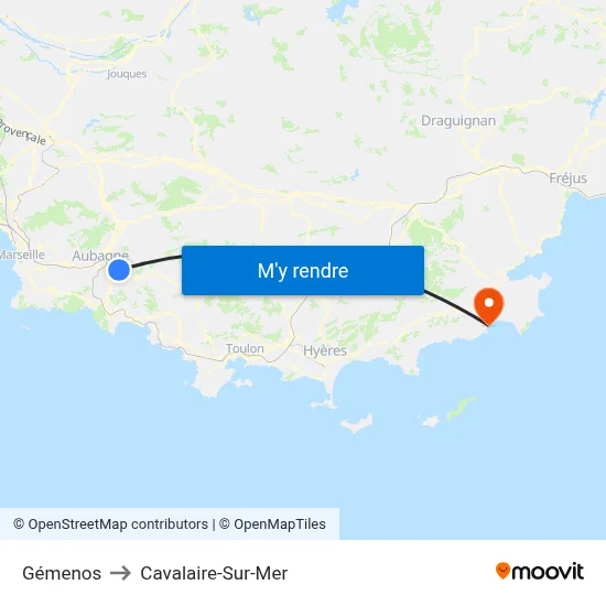 Gémenos to Cavalaire-Sur-Mer map