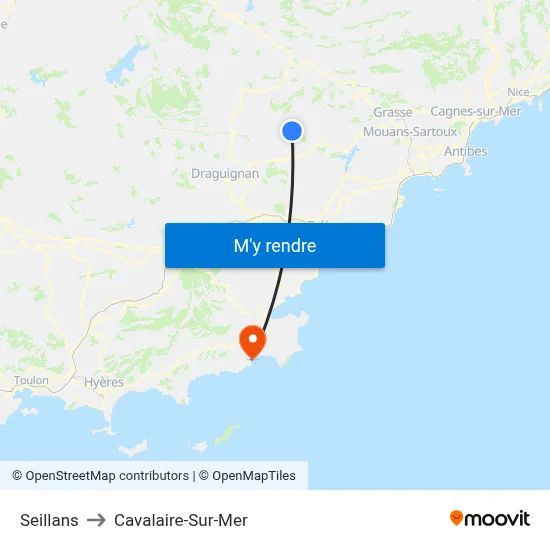 Seillans to Cavalaire-Sur-Mer map