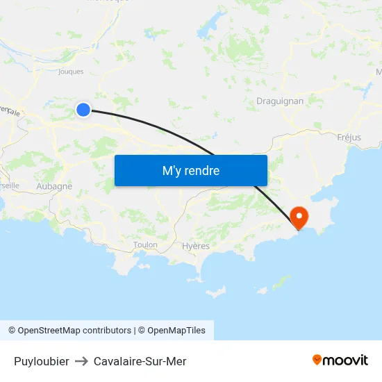 Puyloubier to Cavalaire-Sur-Mer map