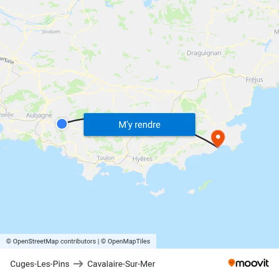 Cuges-Les-Pins to Cavalaire-Sur-Mer map