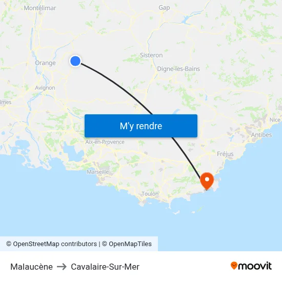Malaucène to Cavalaire-Sur-Mer map