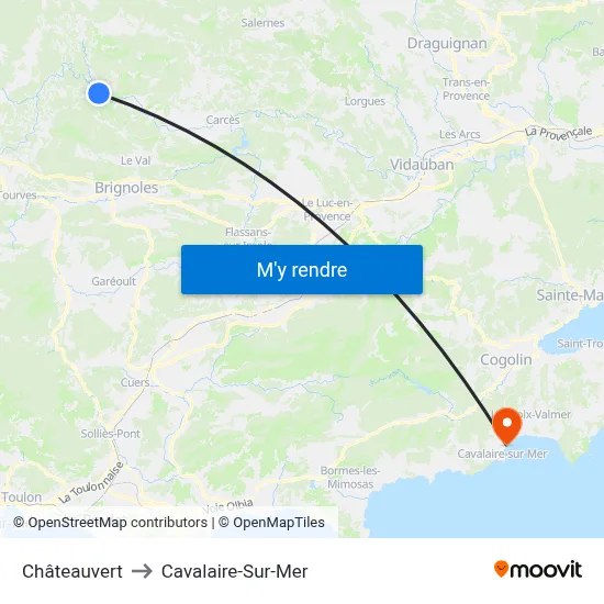 Châteauvert to Cavalaire-Sur-Mer map