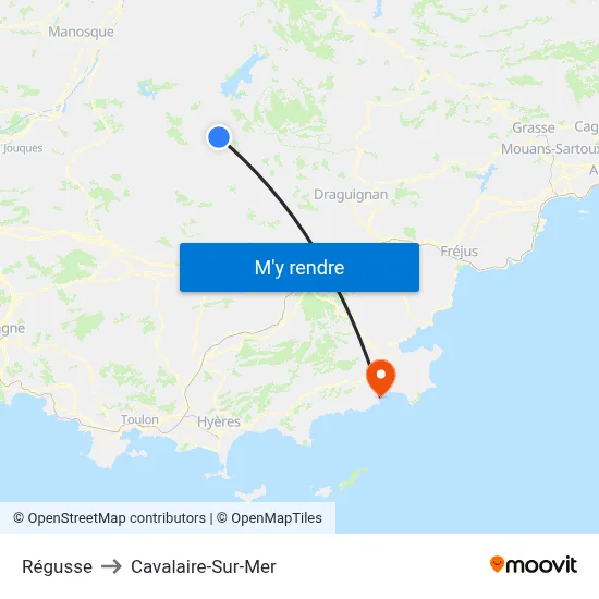 Régusse to Cavalaire-Sur-Mer map
