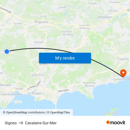 Signes to Cavalaire-Sur-Mer map