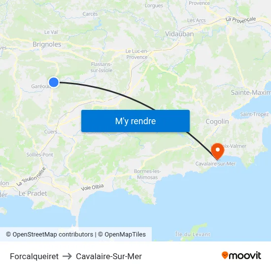 Forcalqueiret to Cavalaire-Sur-Mer map