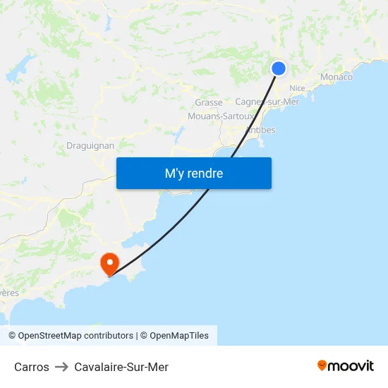 Carros to Cavalaire-Sur-Mer map