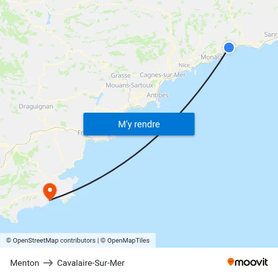 Menton to Cavalaire-Sur-Mer map