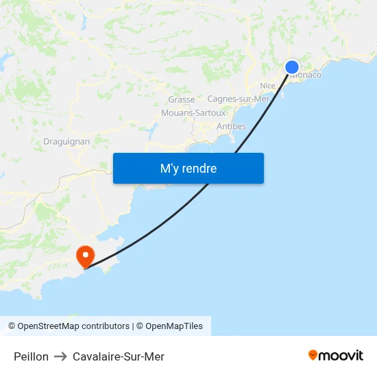 Peillon to Cavalaire-Sur-Mer map