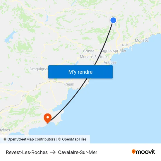 Revest-Les-Roches to Cavalaire-Sur-Mer map