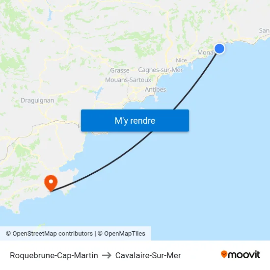 Roquebrune-Cap-Martin to Cavalaire-Sur-Mer map