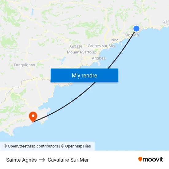 Sainte-Agnès to Cavalaire-Sur-Mer map