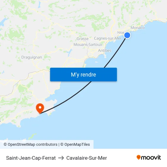 Saint-Jean-Cap-Ferrat to Cavalaire-Sur-Mer map