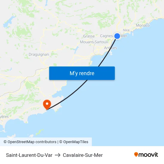 Saint-Laurent-Du-Var to Cavalaire-Sur-Mer map