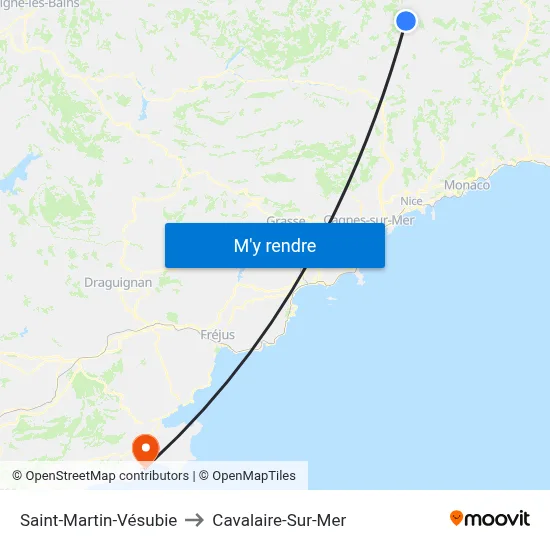 Saint-Martin-Vésubie to Cavalaire-Sur-Mer map