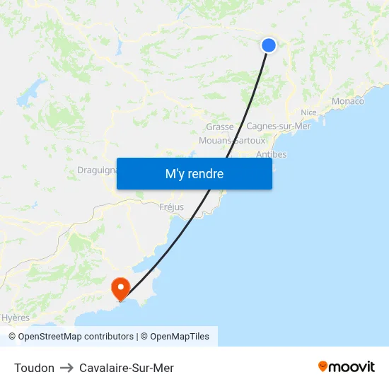 Toudon to Cavalaire-Sur-Mer map