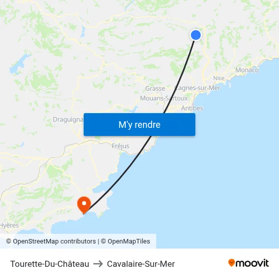 Tourette-Du-Château to Cavalaire-Sur-Mer map