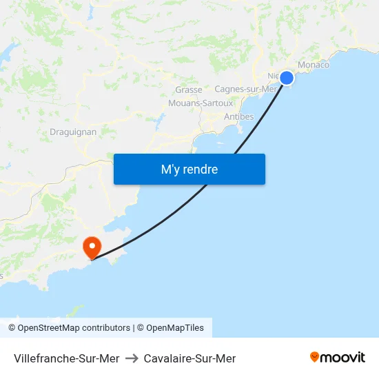 Villefranche-Sur-Mer to Cavalaire-Sur-Mer map