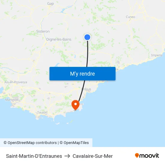 Saint-Martin-D'Entraunes to Cavalaire-Sur-Mer map