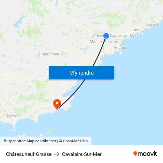 Châteauneuf-Grasse to Cavalaire-Sur-Mer map