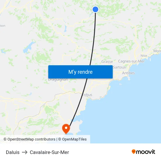 Daluis to Cavalaire-Sur-Mer map