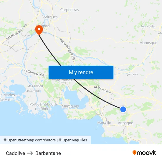 Cadolive to Barbentane map