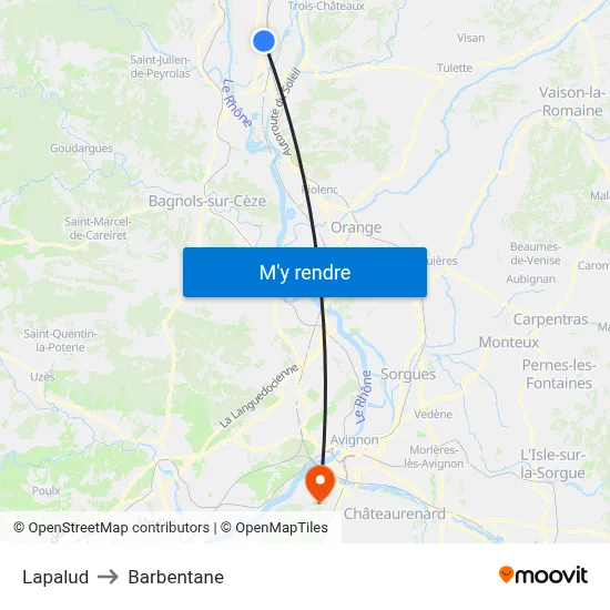 Lapalud to Barbentane map