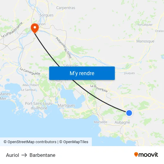 Auriol to Barbentane map