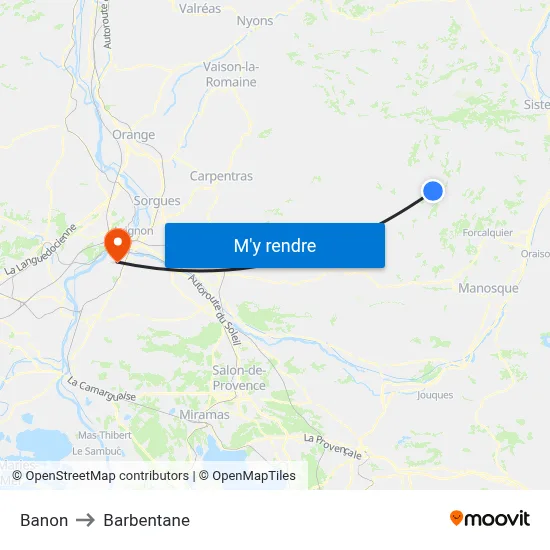 Banon to Barbentane map