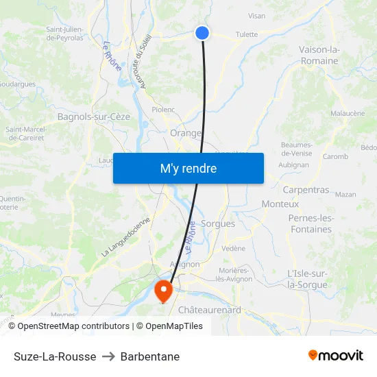 Suze-La-Rousse to Barbentane map