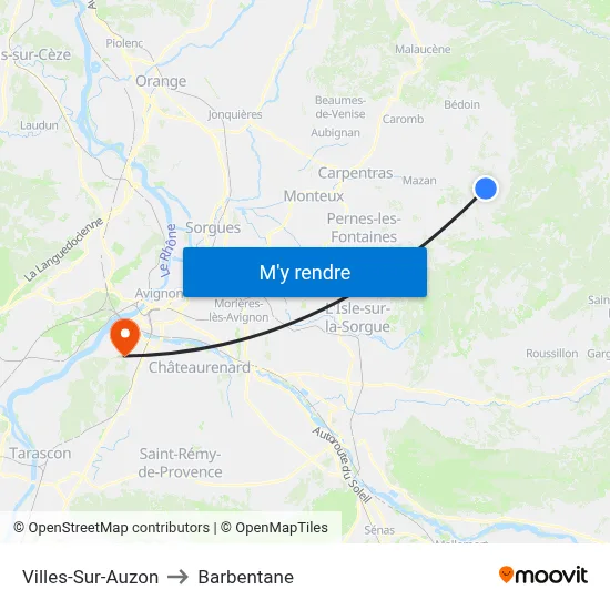 Villes-Sur-Auzon to Barbentane map