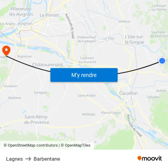 Lagnes to Barbentane map