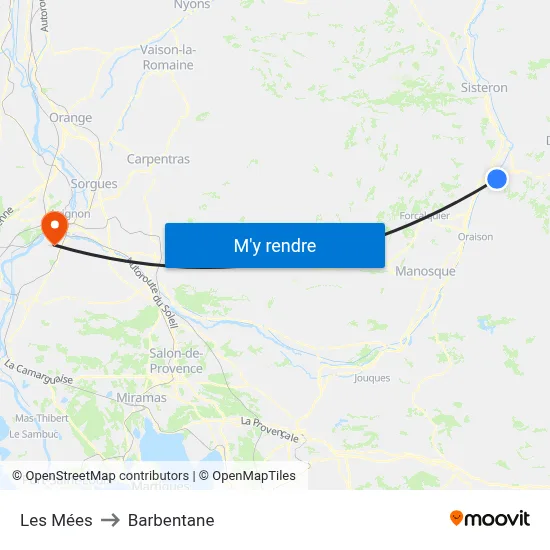 Les Mées to Barbentane map