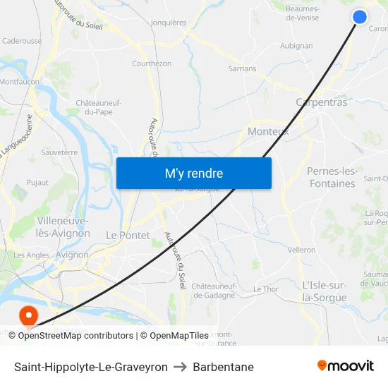 Saint-Hippolyte-Le-Graveyron to Barbentane map