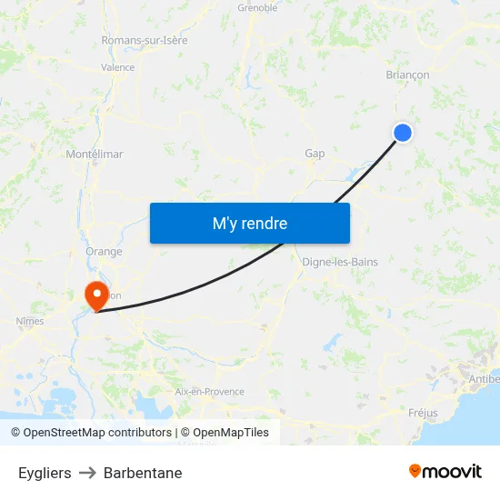 Eygliers to Barbentane map