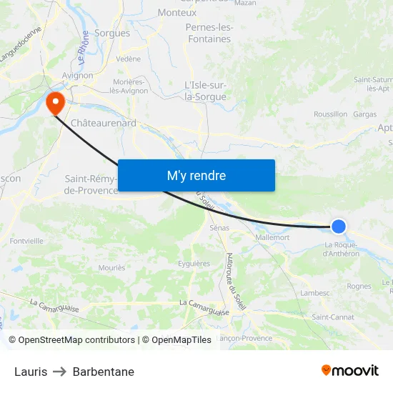 Lauris to Barbentane map