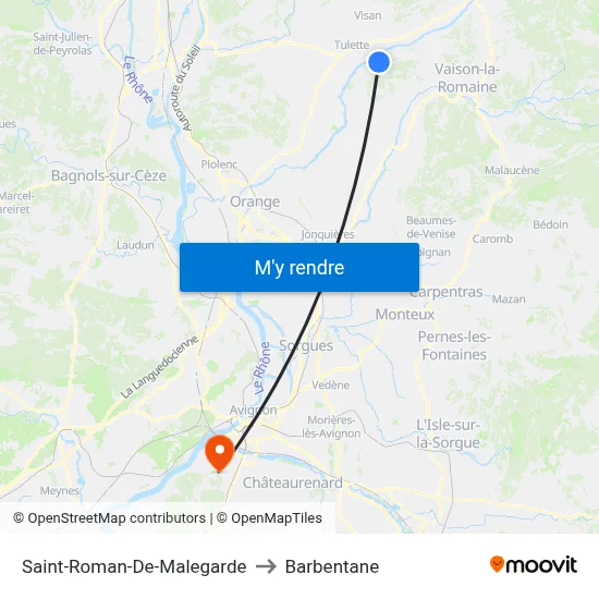 Saint-Roman-De-Malegarde to Barbentane map
