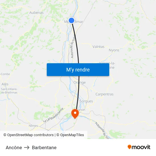 Ancône to Barbentane map