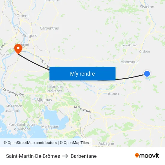 Saint-Martin-De-Brômes to Barbentane map