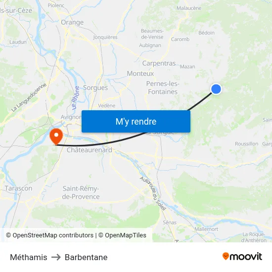 Méthamis to Barbentane map