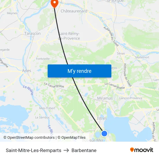 Saint-Mitre-Les-Remparts to Barbentane map