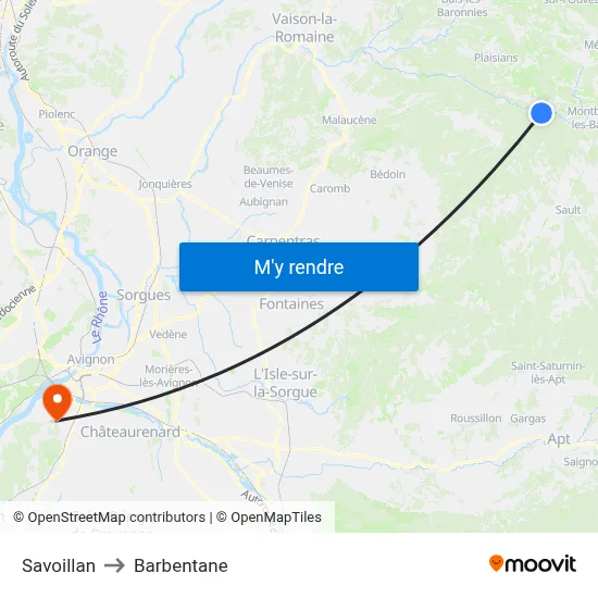 Savoillan to Barbentane map