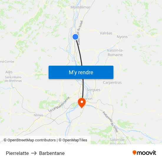 Pierrelatte to Barbentane map