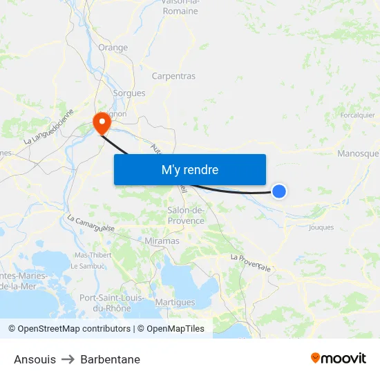 Ansouis to Barbentane map