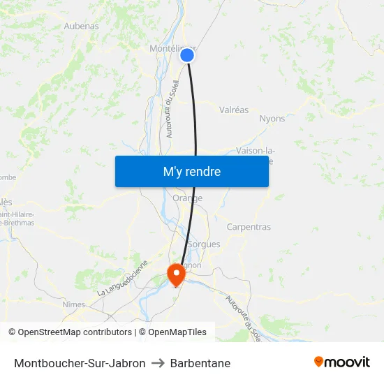 Montboucher-Sur-Jabron to Barbentane map