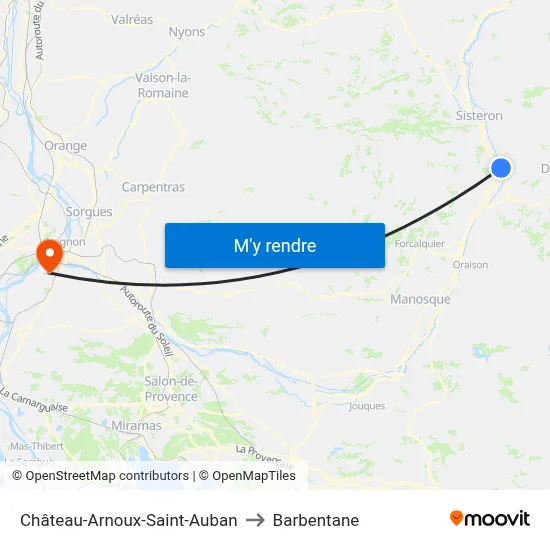 Château-Arnoux-Saint-Auban to Barbentane map