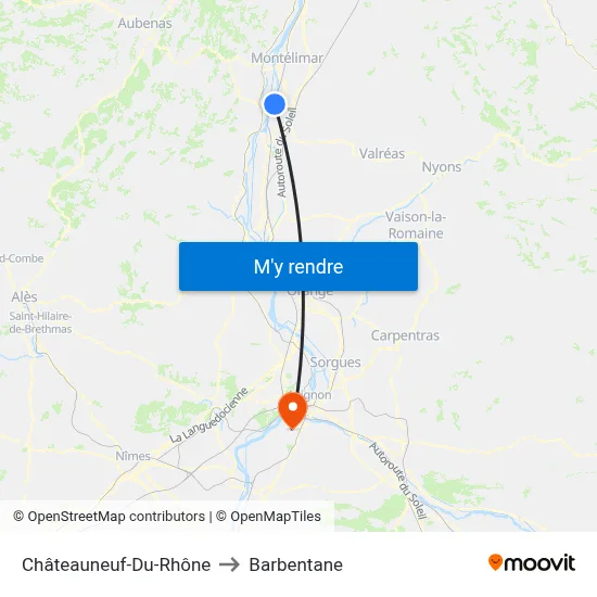 Châteauneuf-Du-Rhône to Barbentane map