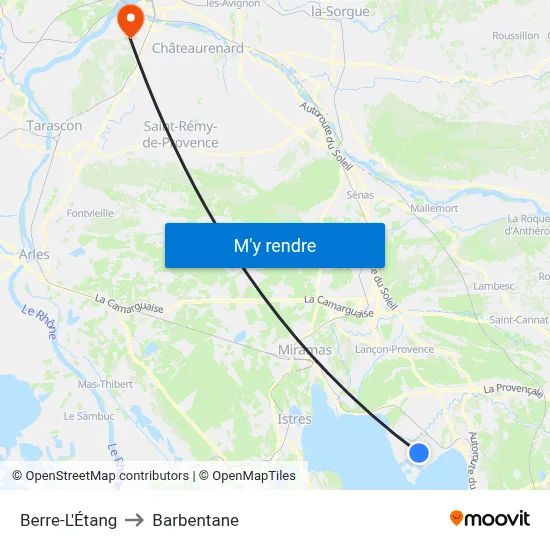 Berre-L'Étang to Barbentane map