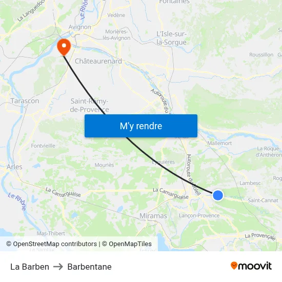 La Barben to Barbentane map