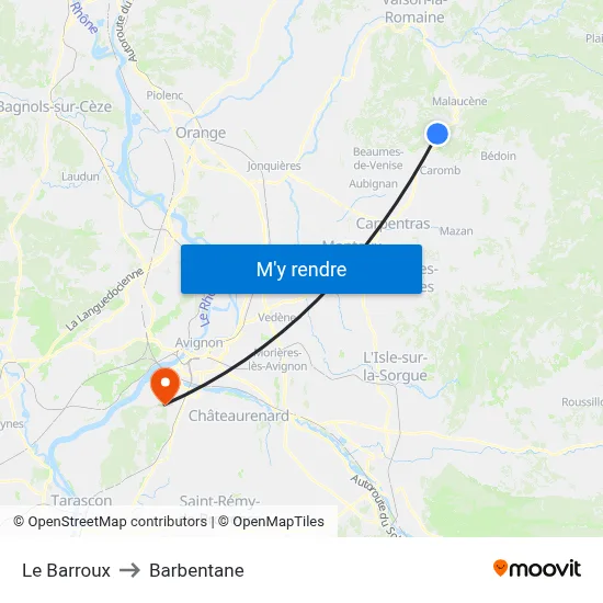 Le Barroux to Barbentane map
