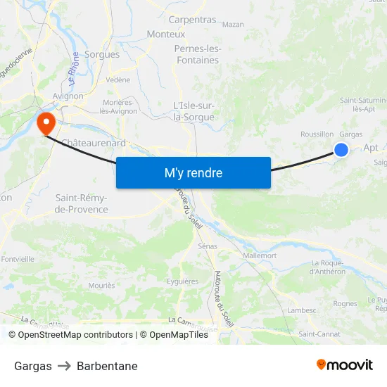 Gargas to Barbentane map